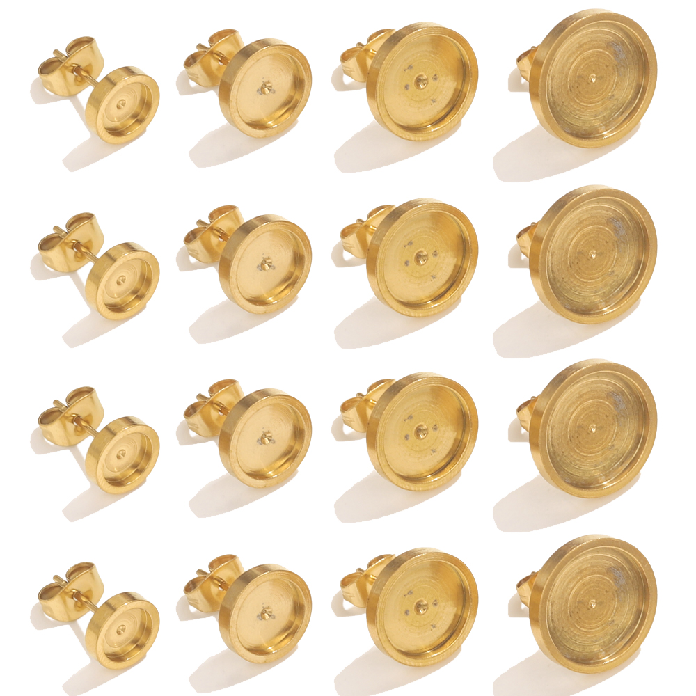 Resin Craft Kit - 10pcs Stainless Steel Gold Earring Stud