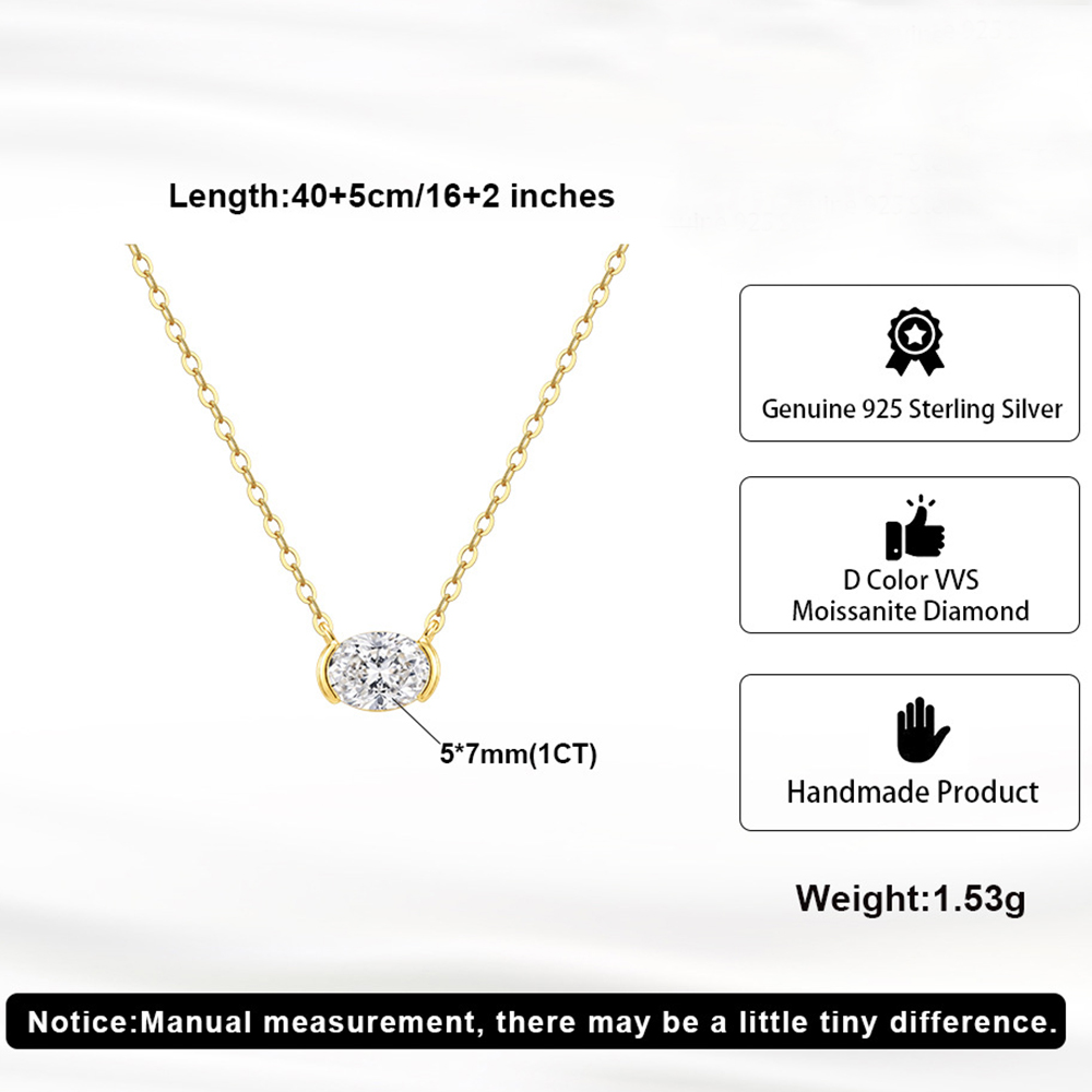 1CT Oval Cut Moissanite Pendan - Bezels Set Pendant review and price