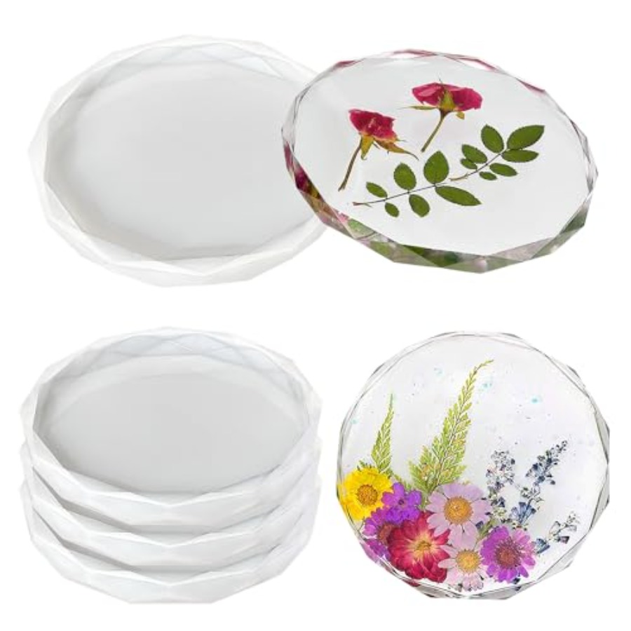 4 Pack Coaster Molds - Diamond - Geode Mold Silicone review and price