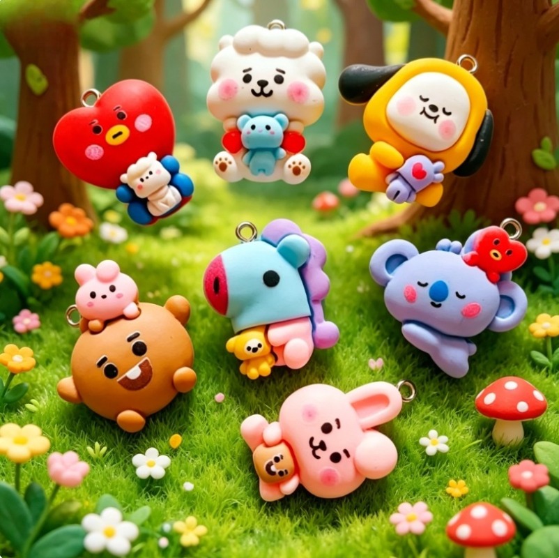 7pcs BT21 Resin Cartoon Charm  - Resin Crafts Diy review and price